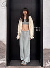 BASERANGE France elastic waist loose sports cotton casual pants BAS-FRAP-RC-SU25-BSL WHITESTONE BLUE